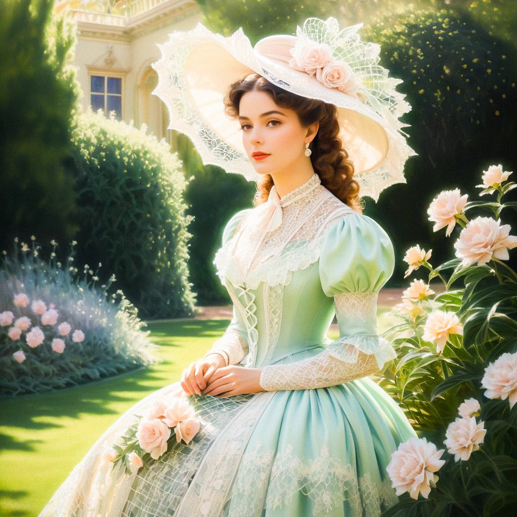 Vintage Gown in Blooming Garden