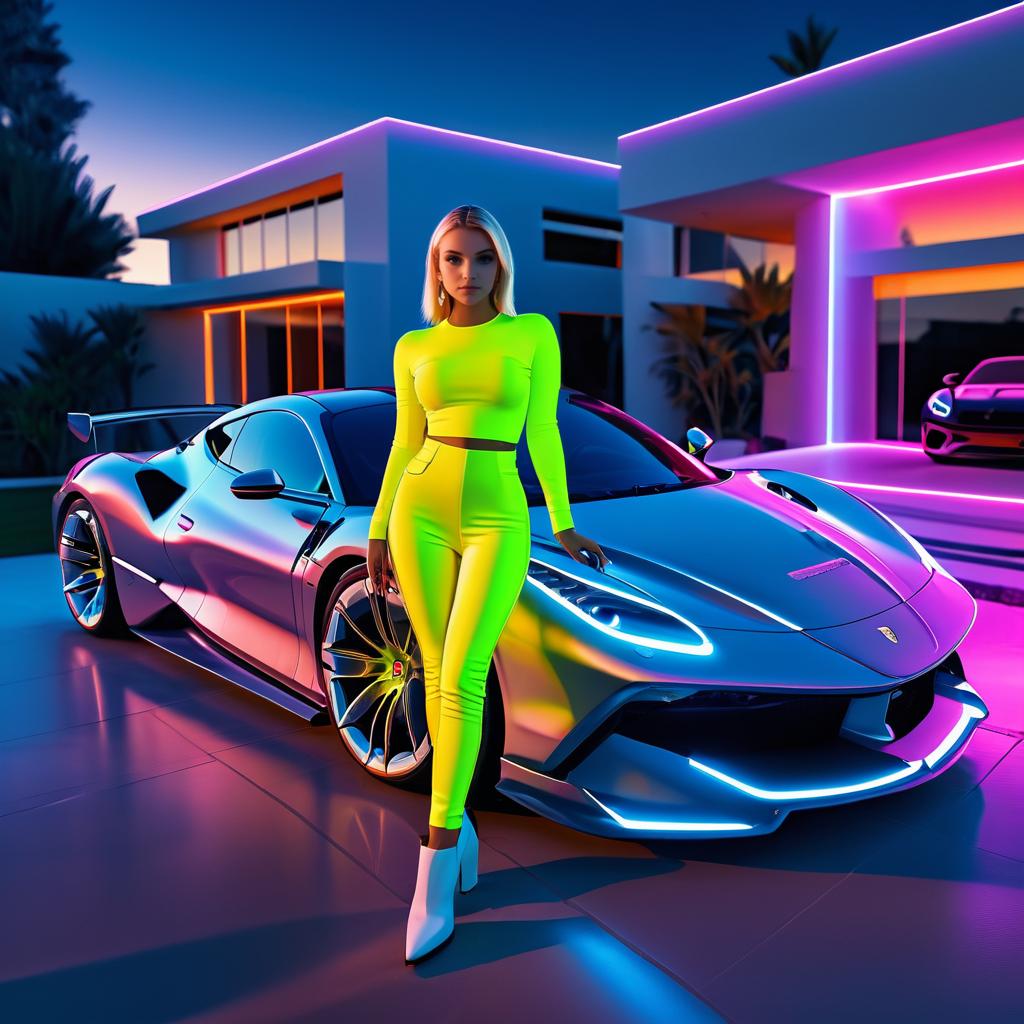 Confident Woman with Futuristic Sports Car