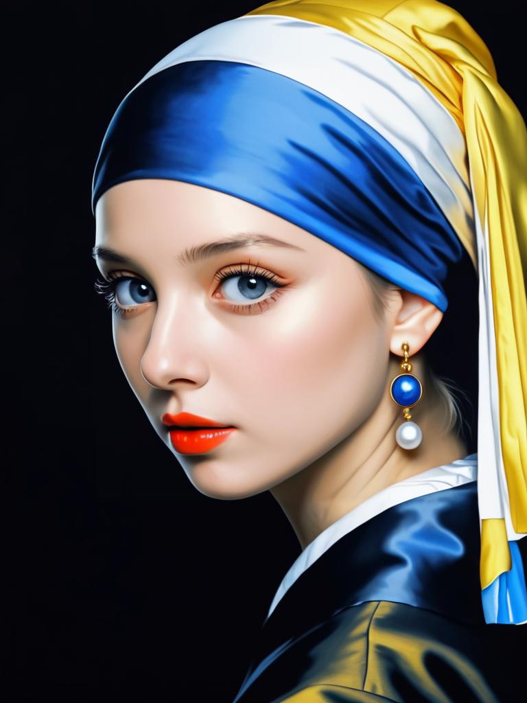 Artistic Portrait of a Young Woman with Pearl Earring