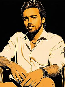 Confident Man Portrait in Warm Orange-Yellow