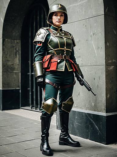Astra Militarum Inspired Woman in Military Sci-Fi Armor Costume
