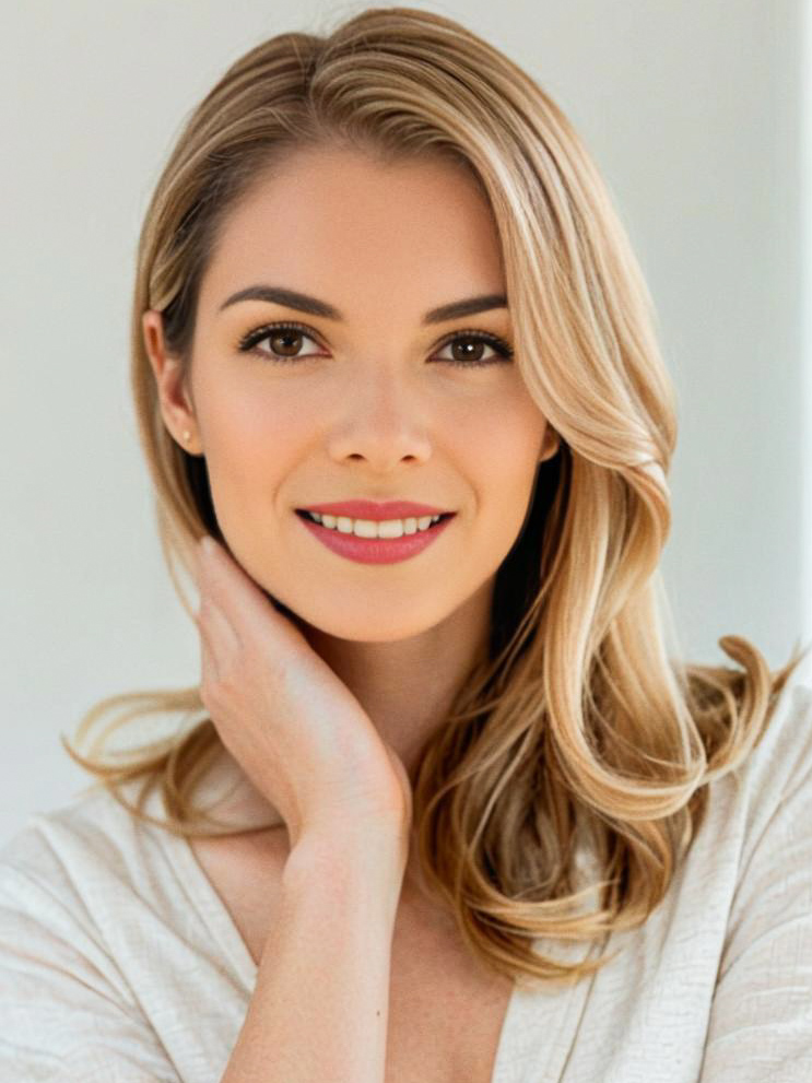 Portrait of a Smiling Woman with Blonde Hair