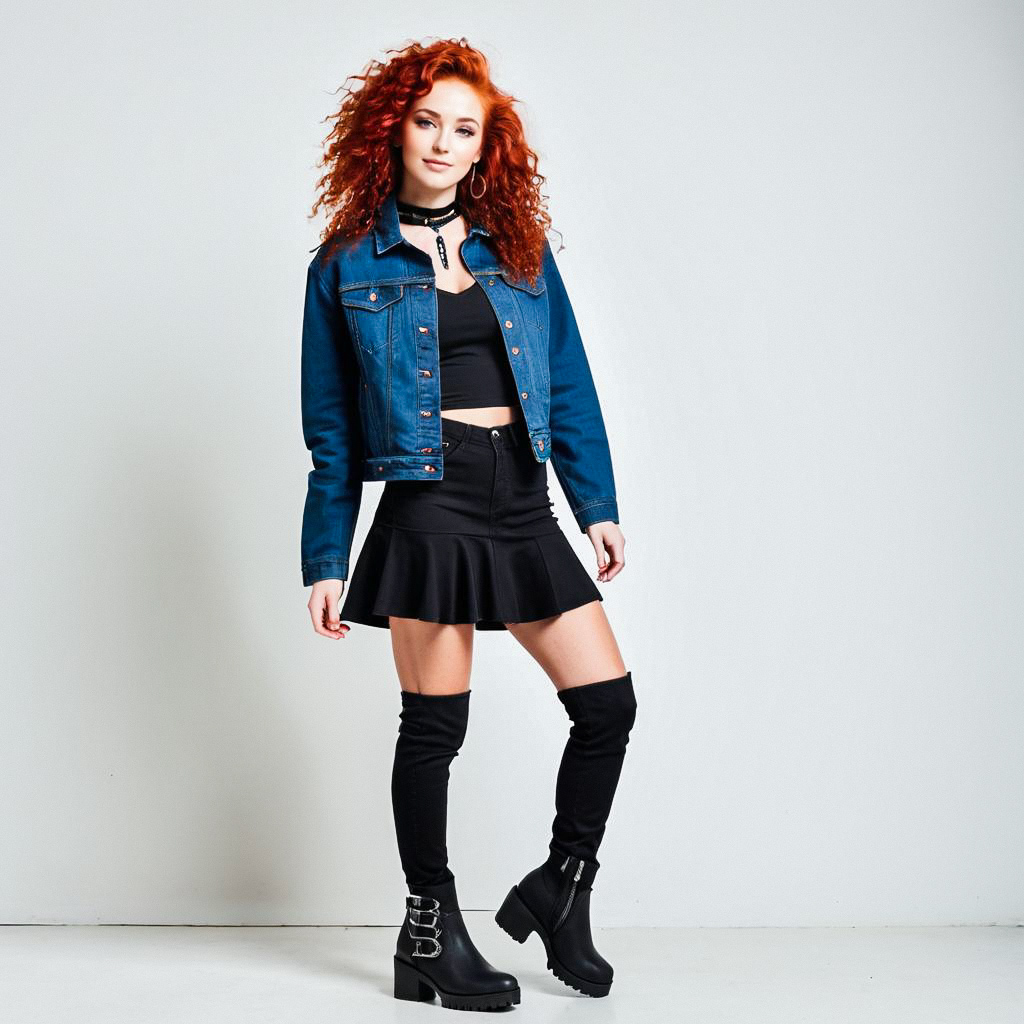 Confident young woman in edgy streetwear Confident young woman in edgy streetwear
