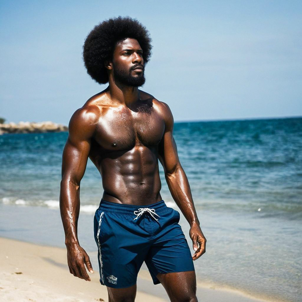 Muscular Man on Sunny Beach