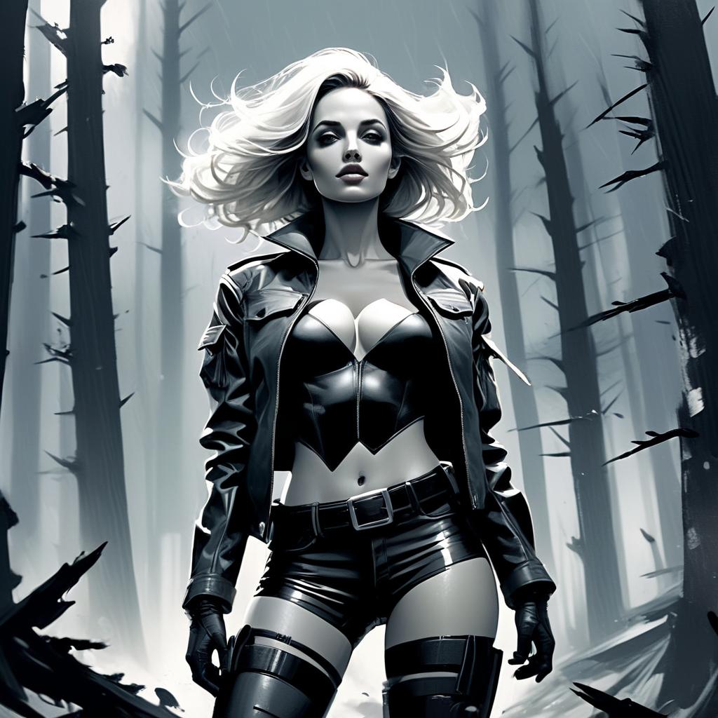 Confident Woman in Dark Forest Confident Woman in Dark Forest