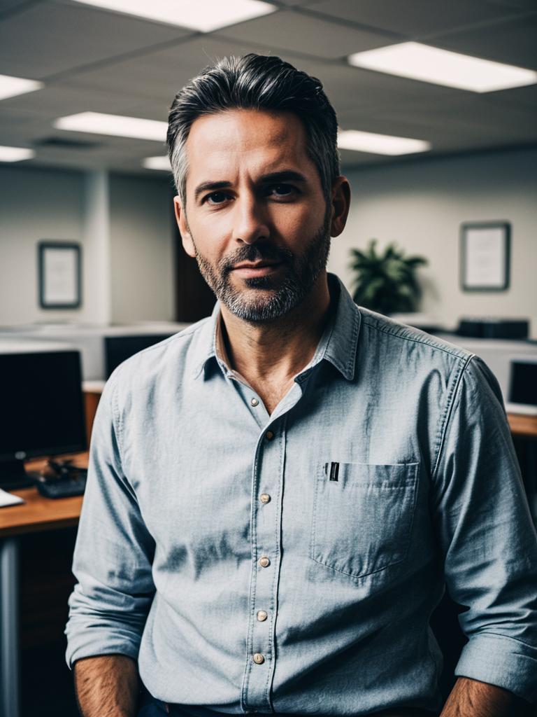 Man in Casual Office Outfit Photorealistic Professional Portrait