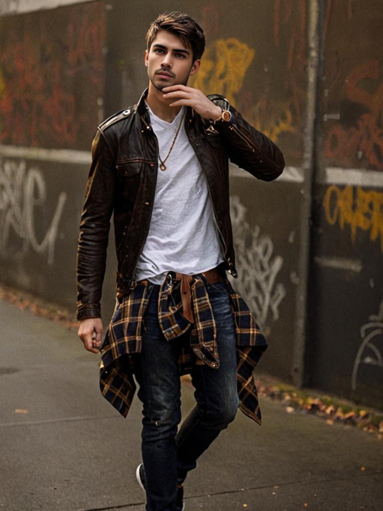 Stylish Young Man in Urban Streetwear