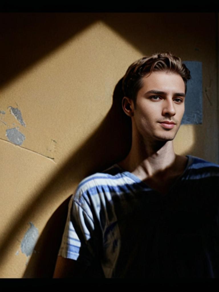 Young Man Portrait Against Yellow Wall