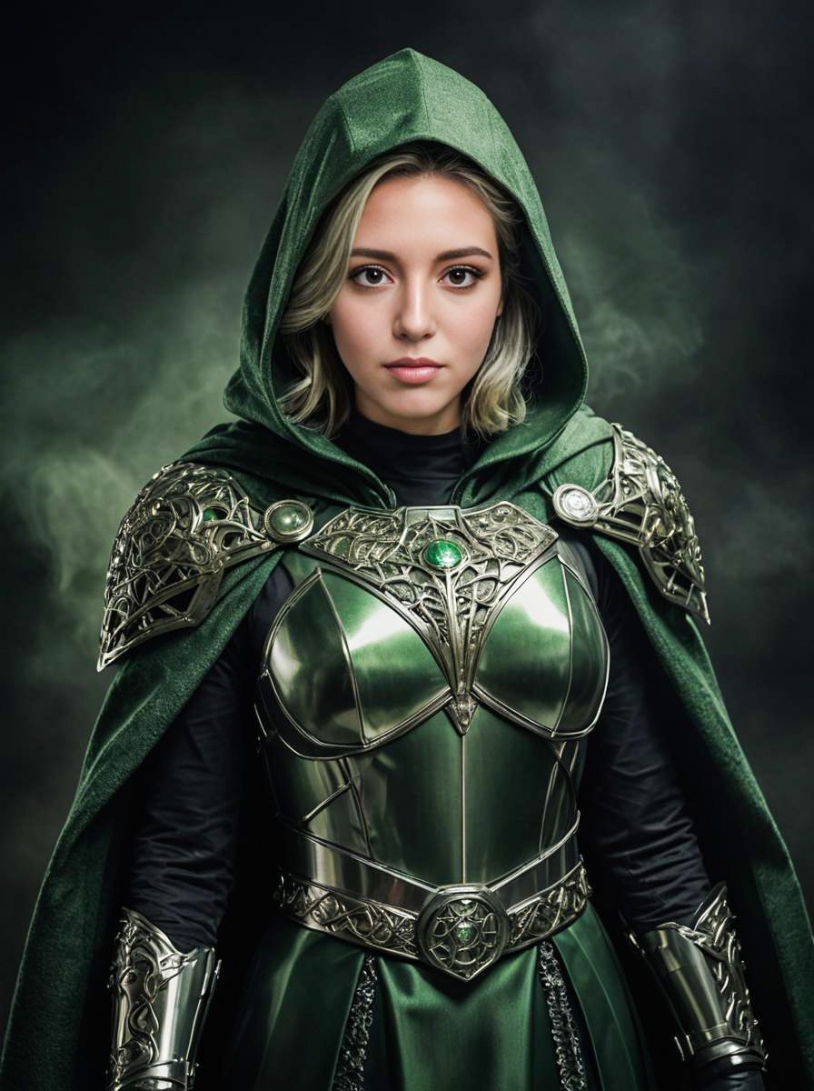 Woman in Doctor Doom Costume