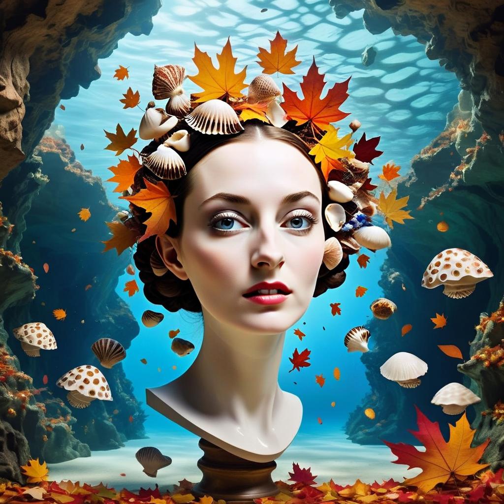 Underwater Woman with Leaf and Seashell Crown Underwater Woman with Leaf and Seashell Crown