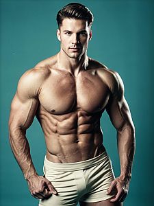 Muscular Man in Buff Male Costume Photorealistic Studio Portrait