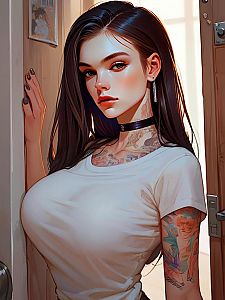 Portrait of a Confident Young Woman with Tattoos