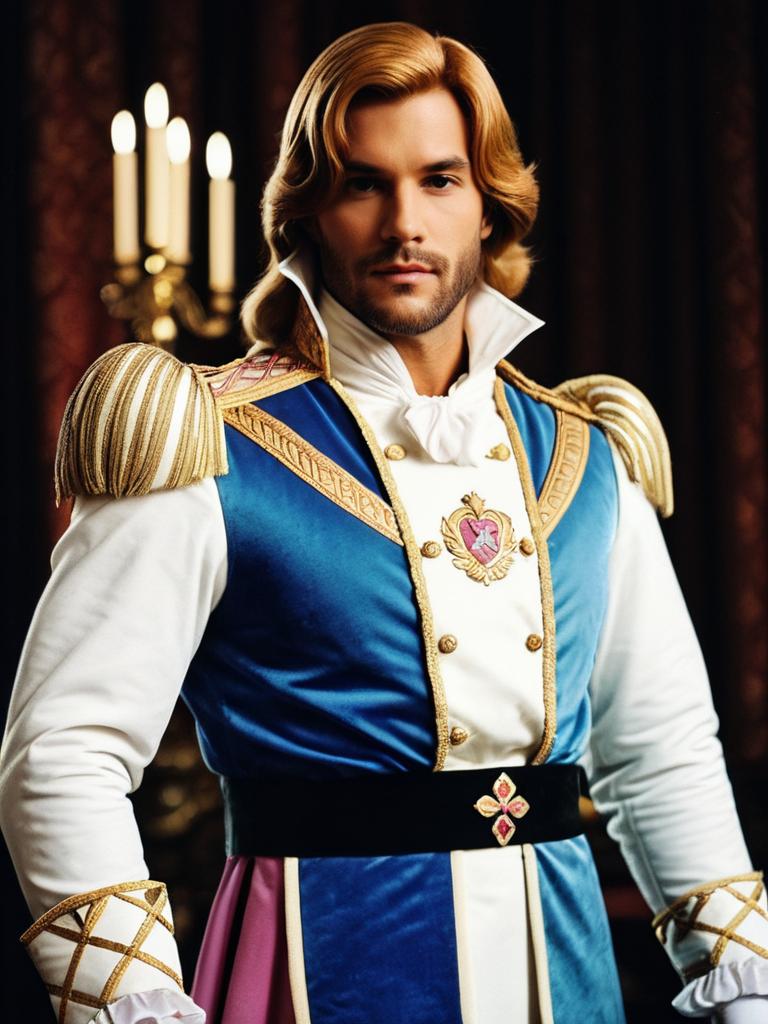 Regal Man in Prince Adam Costume Cinematic Realism Editorial Cosplay Portrait