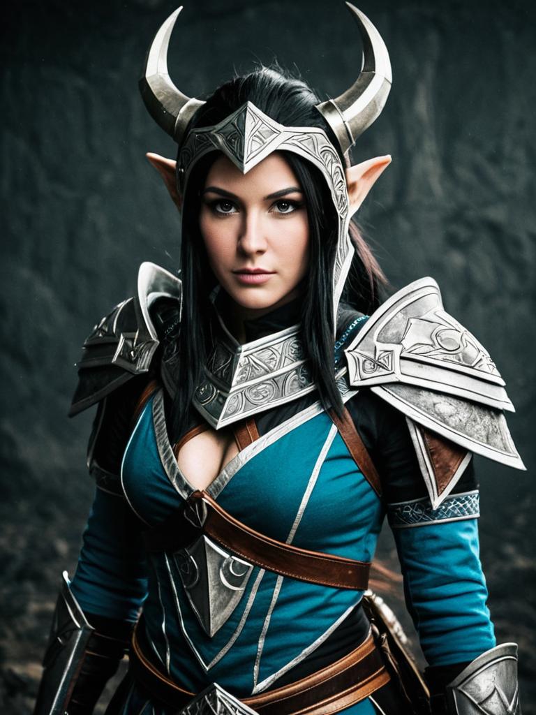 Fantasy Warrior Woman in Silver Armor