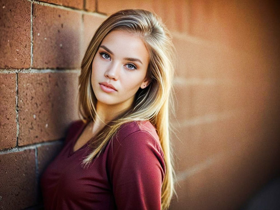 Portrait of a Confident Young Woman Against Brick Wall