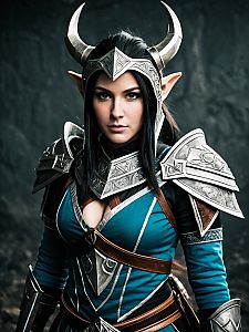 Fantasy Warrior Woman in Silver Armor