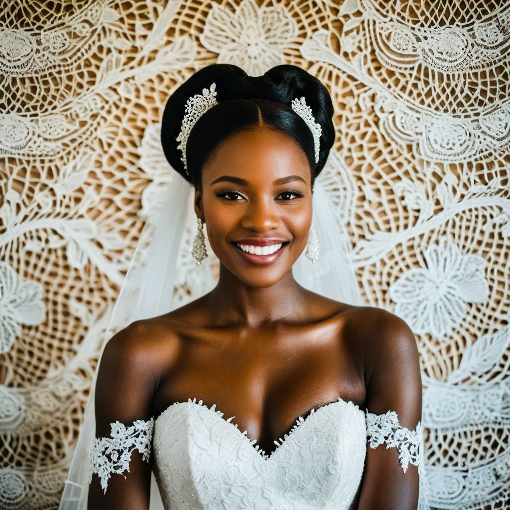 Radiant Bride in Elegant Lace Gown