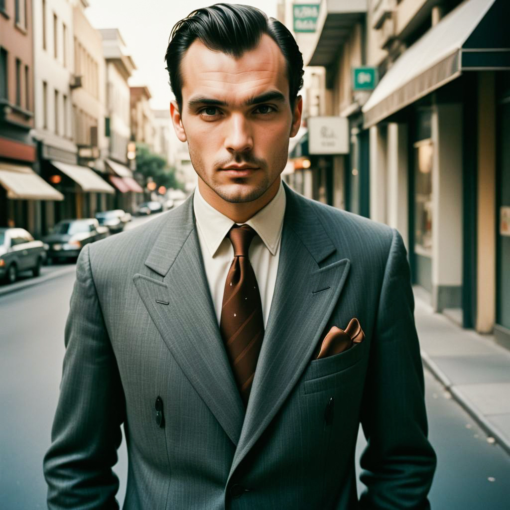 Dapper Man in Grey Suit on City Street