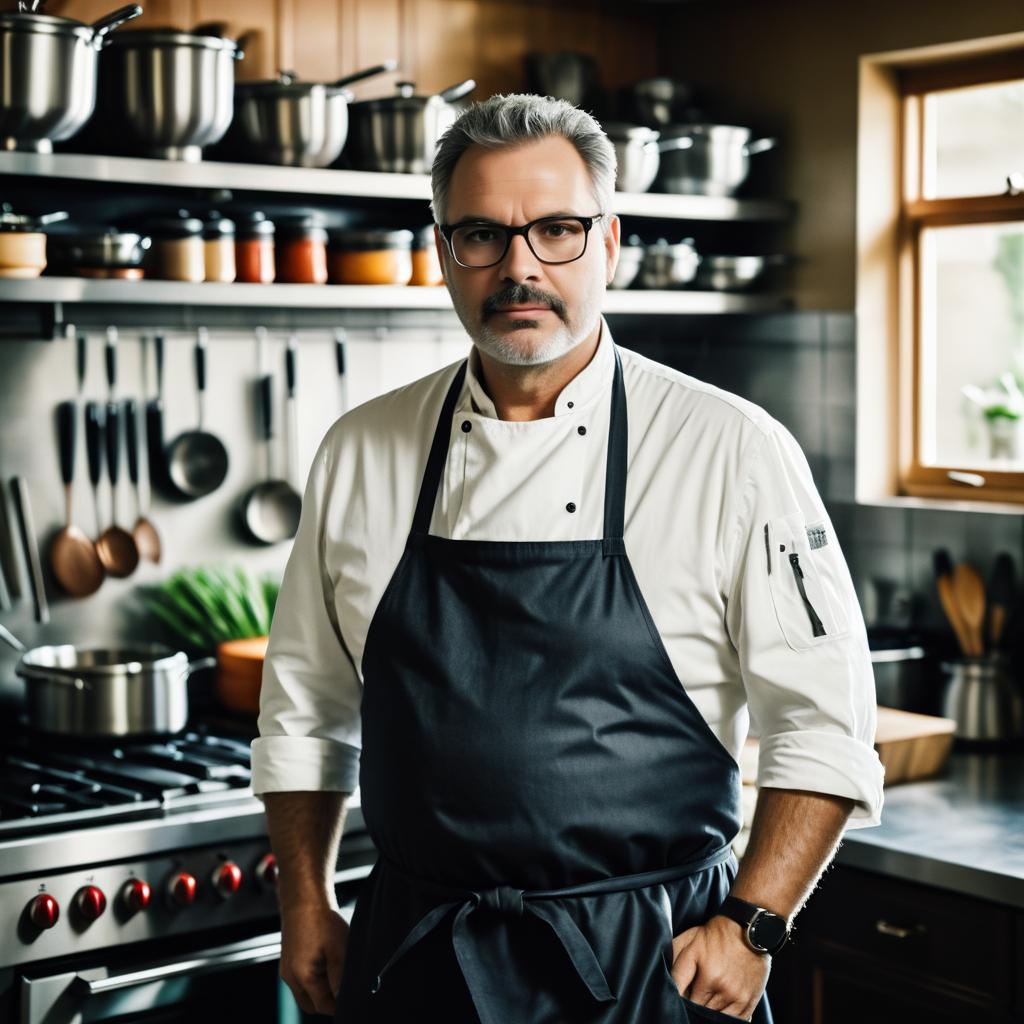 Confident Male Chef in Modern Kitchen