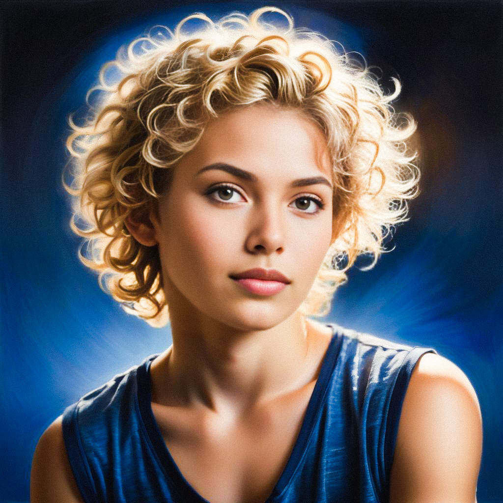 Portrait of Confident Young Woman with Curly Blonde Hair