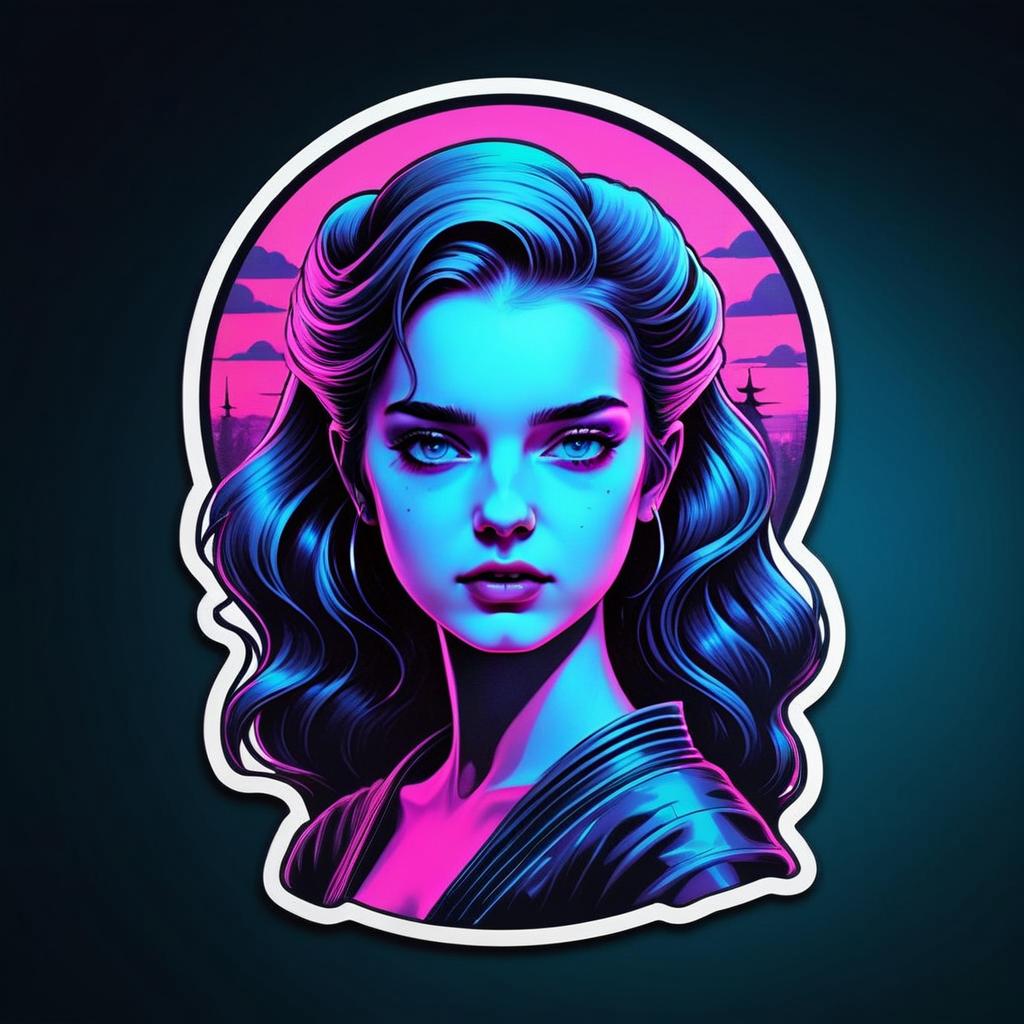 Futuristic Cyberpunk Woman Portrait in Neon Colors Futuristic Cyberpunk Woman Portrait in Neon Colors
