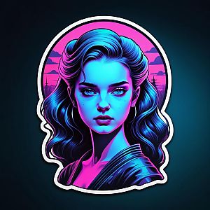 Futuristic Cyberpunk Woman Portrait in Neon Colors