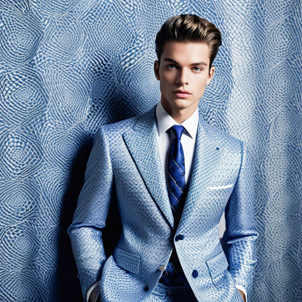 Stylish Young Man in Light Blue Suit