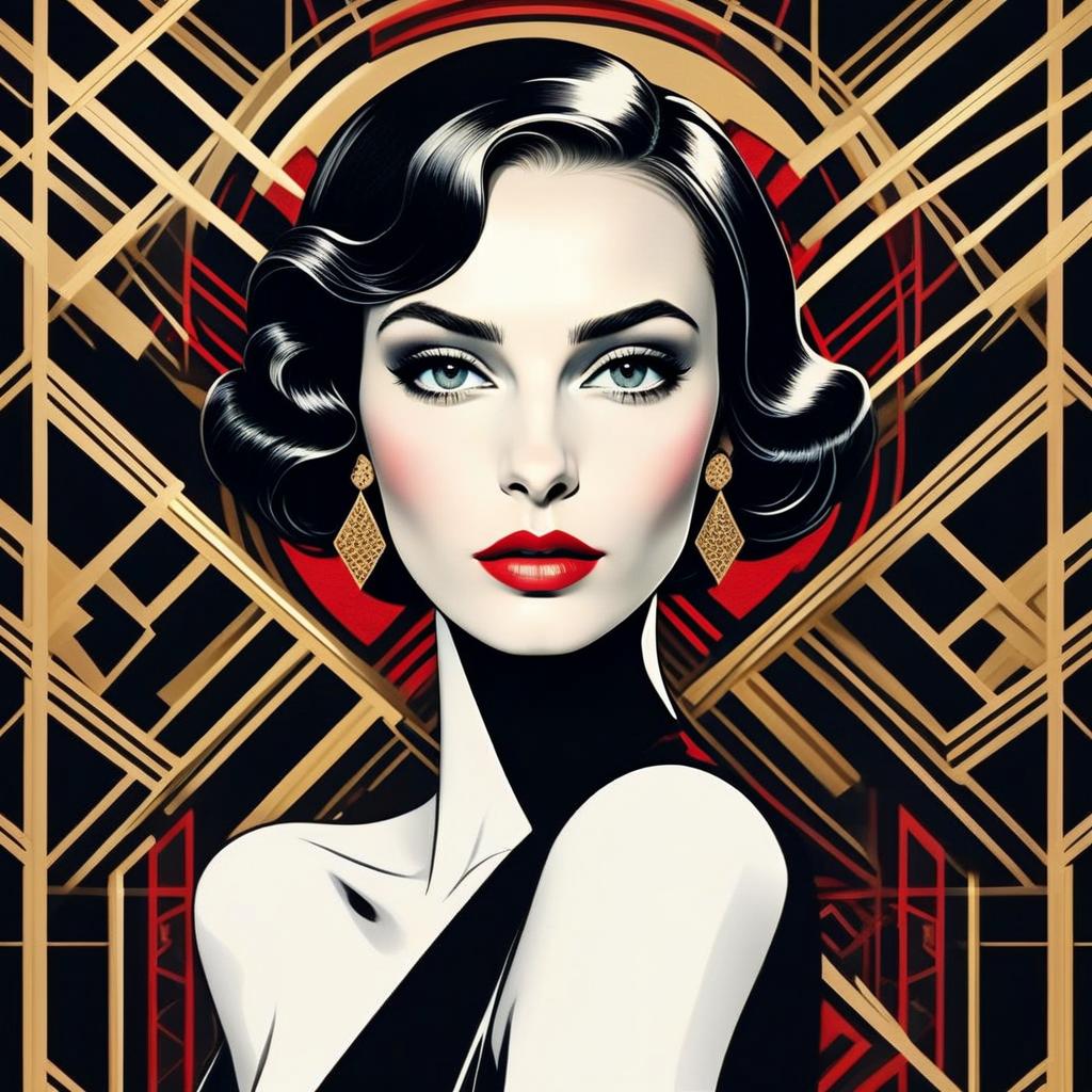Glamorous Vintage Art Deco Woman Illustration