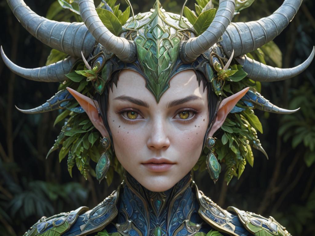 Fantasy Female Humanoid with Nature Armor