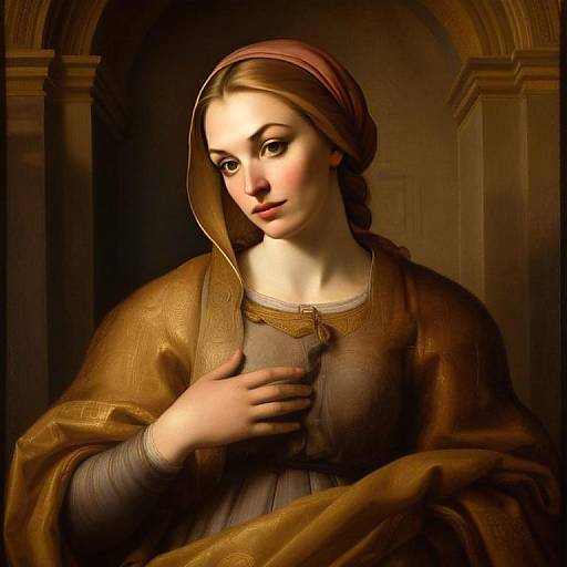 Renaissance Style Portrait of Woman in Golden Shawl