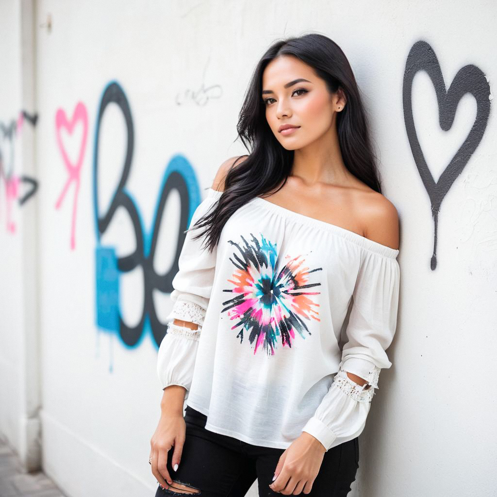 Stylish Woman in Urban Fashion with Graffiti Stylish Woman in Urban Fashion with Graffiti