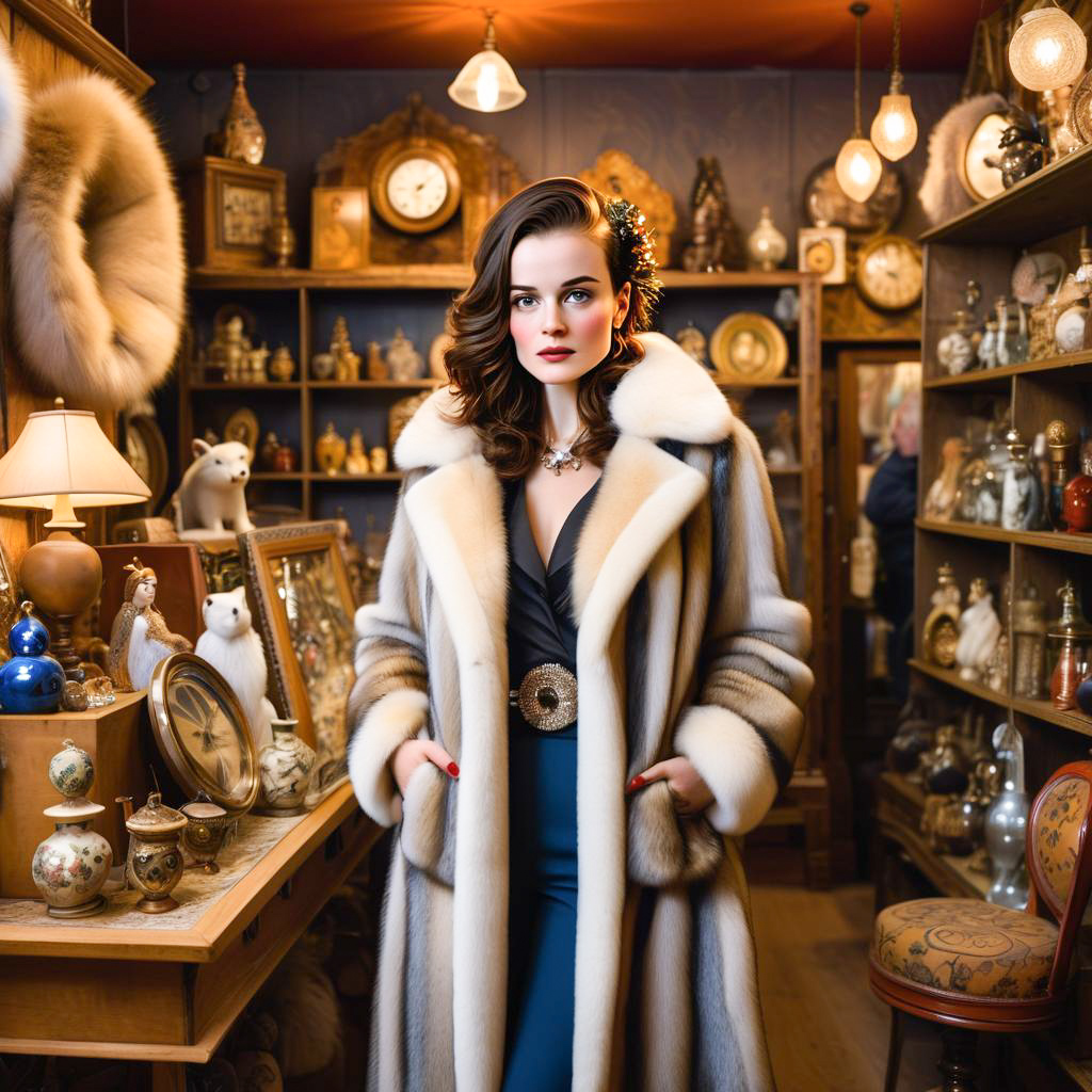 Stylish Woman in Vintage Antique Shop