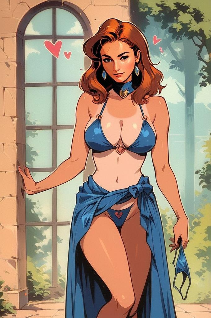 Confident Woman in Blue Bikini by Sunlit Window Confident Woman in Blue Bikini by Sunlit Window
