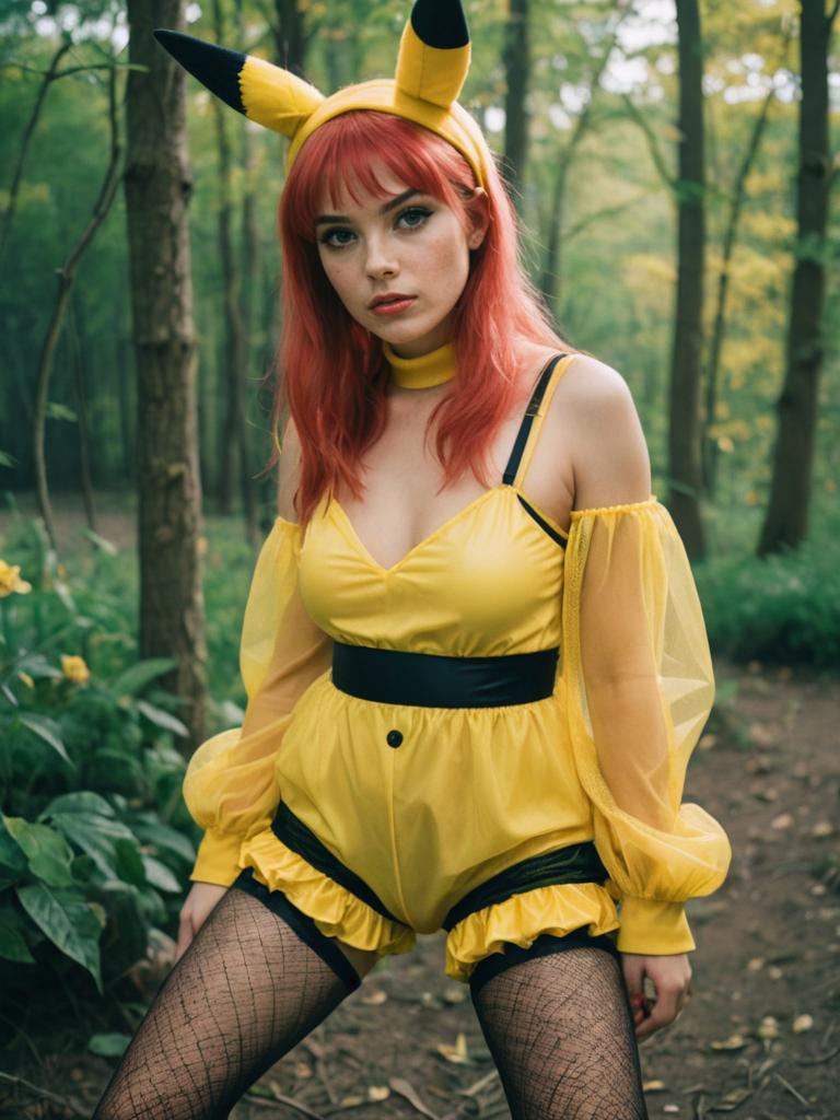 Attractive Woman in Pikachu Costume