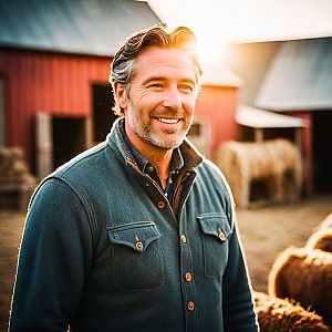 Smiling Man Outdoors on Farm