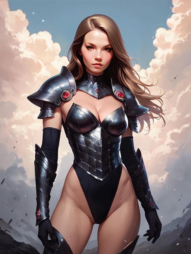 Fierce Woman Warrior in Futuristic Armor