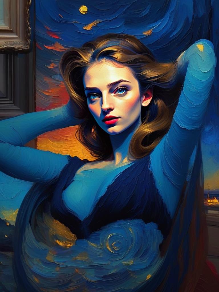 Digital Painting of a Woman with Blue Eyes Digital Painting of a Woman with Blue Eyes