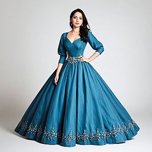Elegant Woman in Blue Gown
