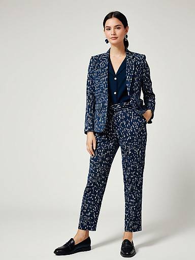 Contemporary Chic Blue Abstract Printed Pantsuit for Women