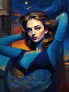 Digital Painting of a Woman with Blue Eyes