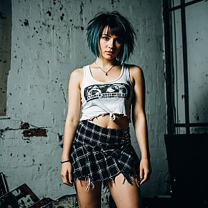 Young Woman with Teal Hair in Edgy Fashion