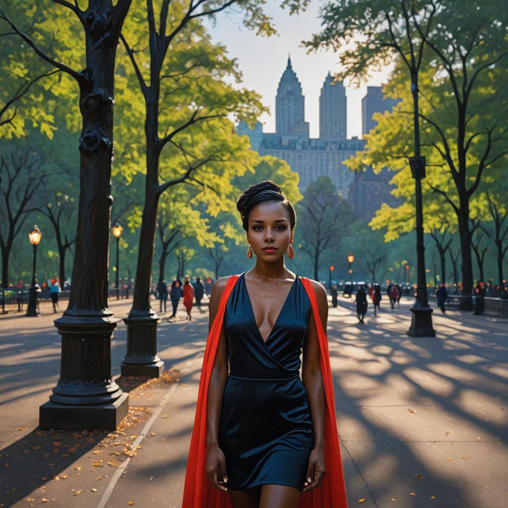 Stylish Woman in Elegant Pose in Park