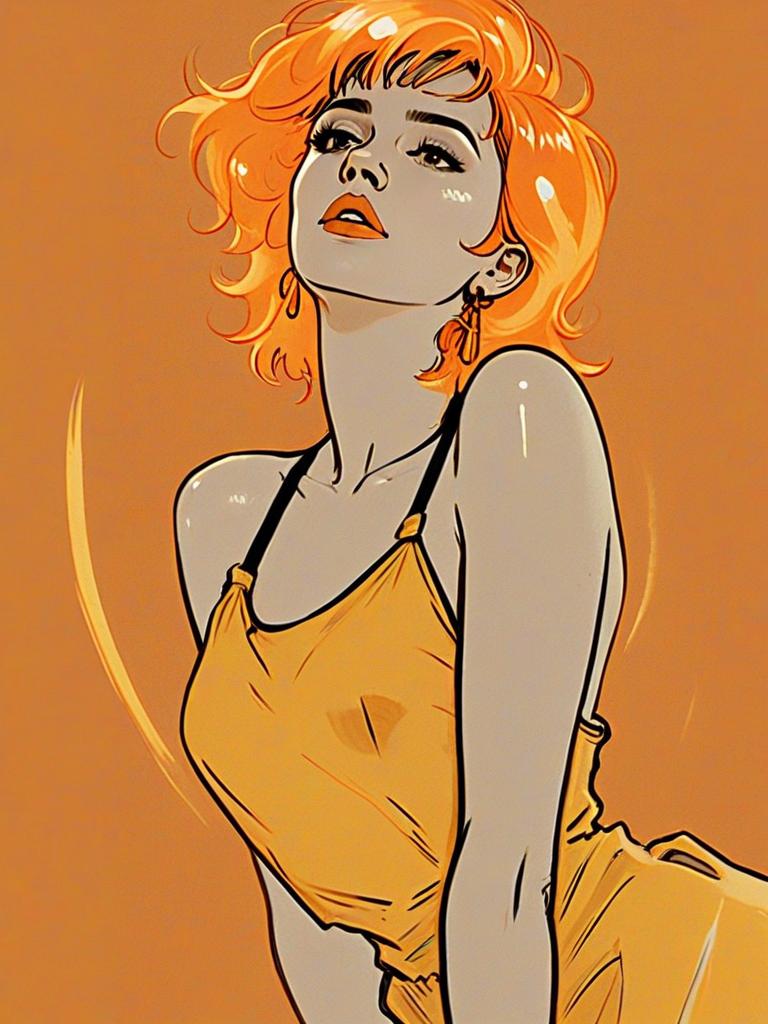 Stylish Woman with Orange Hair in Modern Vector Art Illustration