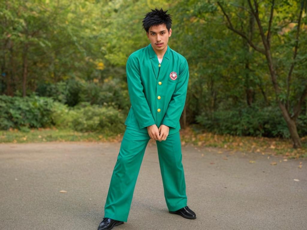 Confident Yusuke Urameshi Cosplayer Outdoors