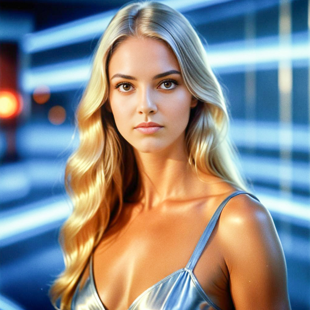 Futuristic Portrait of Woman in Silver Outfit