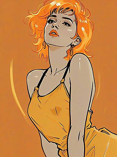 Stylish Woman with Orange Hair in Modern Vector Art Illustration