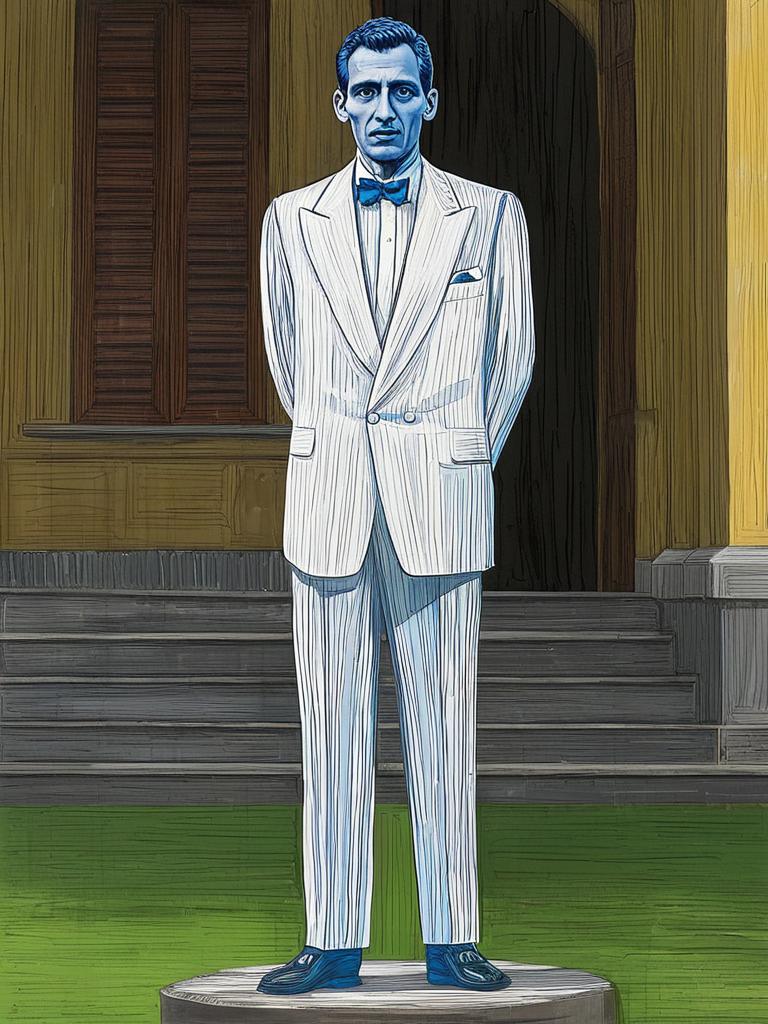 Man in White Suit on Pedestal Man in White Suit on Pedestal