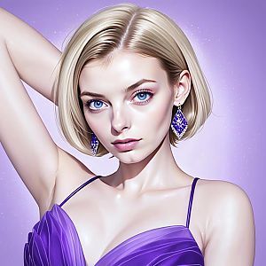Portrait of Woman with Platinum Blonde Hair and Blue Eyes
