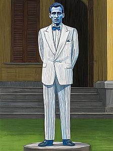 Man in White Suit on Pedestal