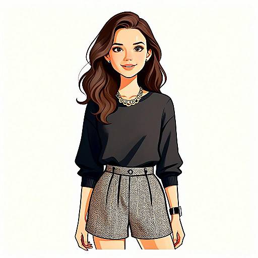 Casual Chic Woman with Pretty Face and Hair in Stylish Outfit